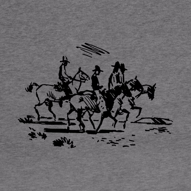 Cowboys on Horses Vintage Illustration by KitschPieDesigns